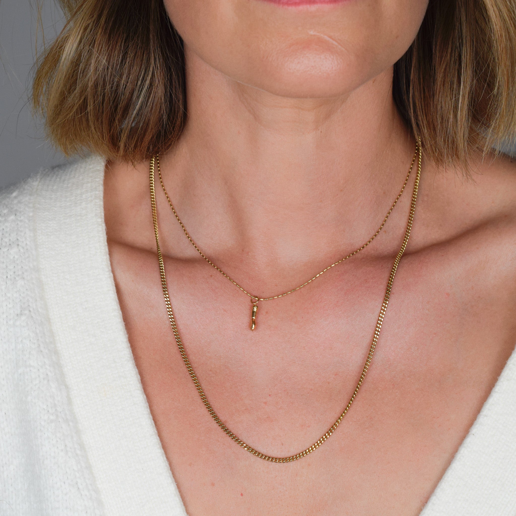 vintage gold curb chain necklace, folklor