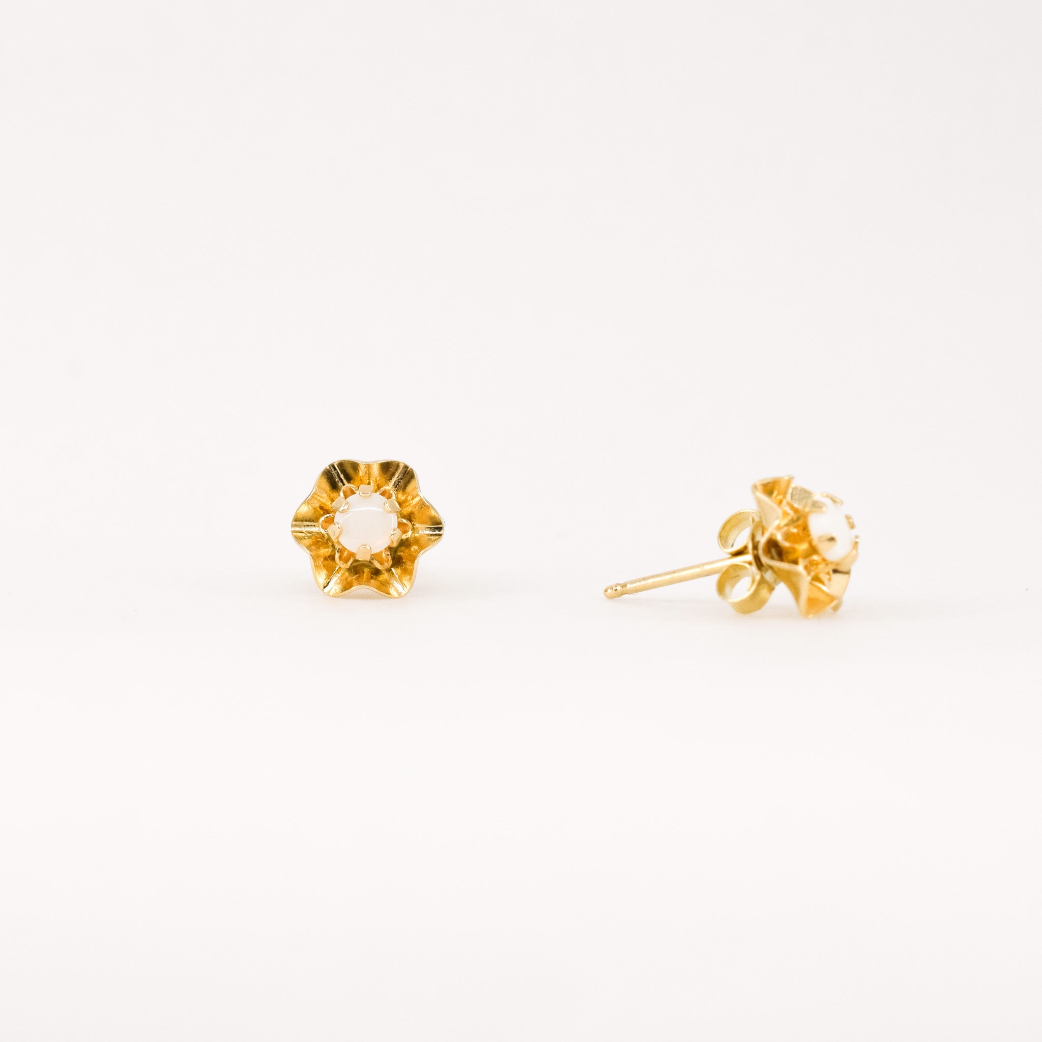 vintage gold opal stud earrings, folklor