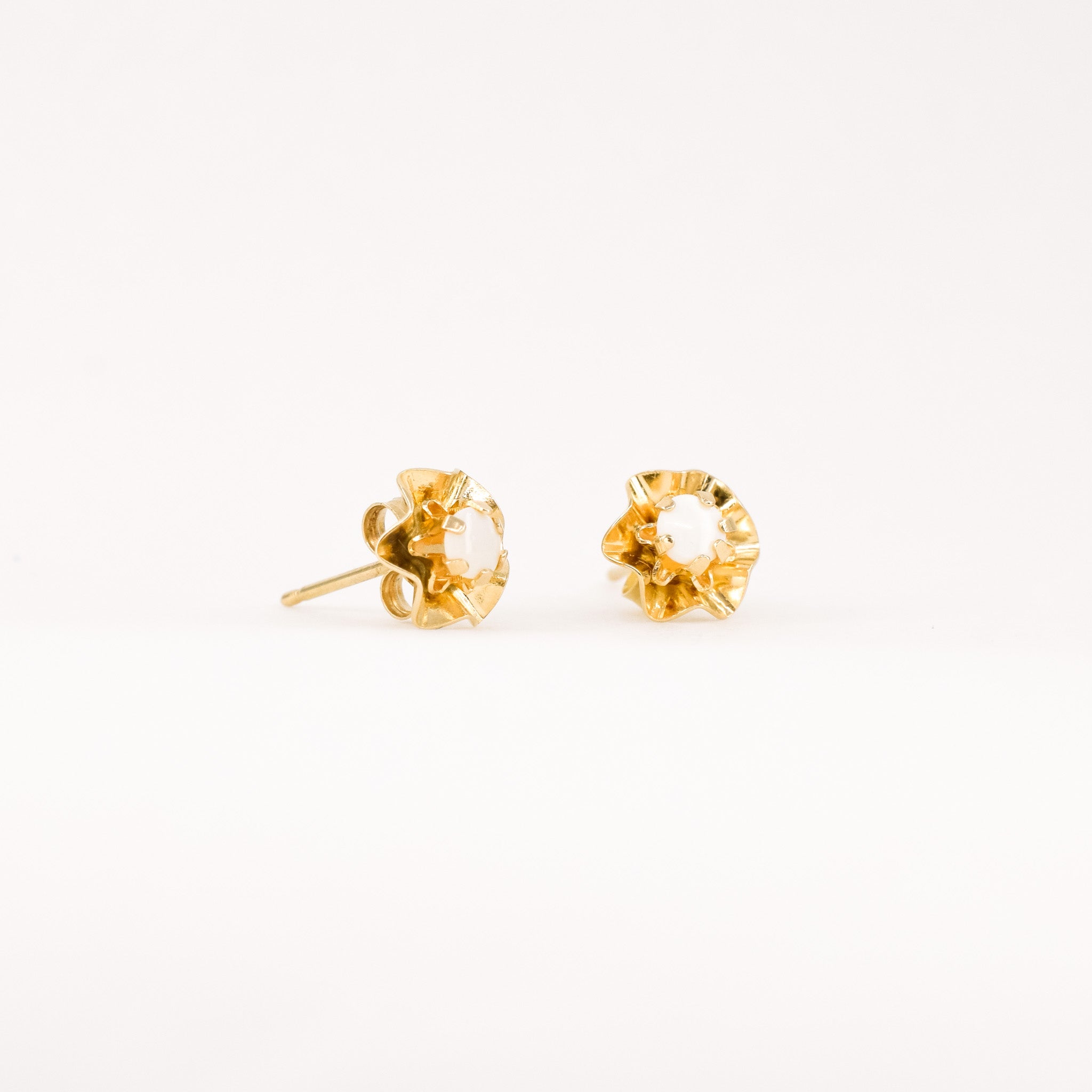 vintage gold opal stud earrings, folklor