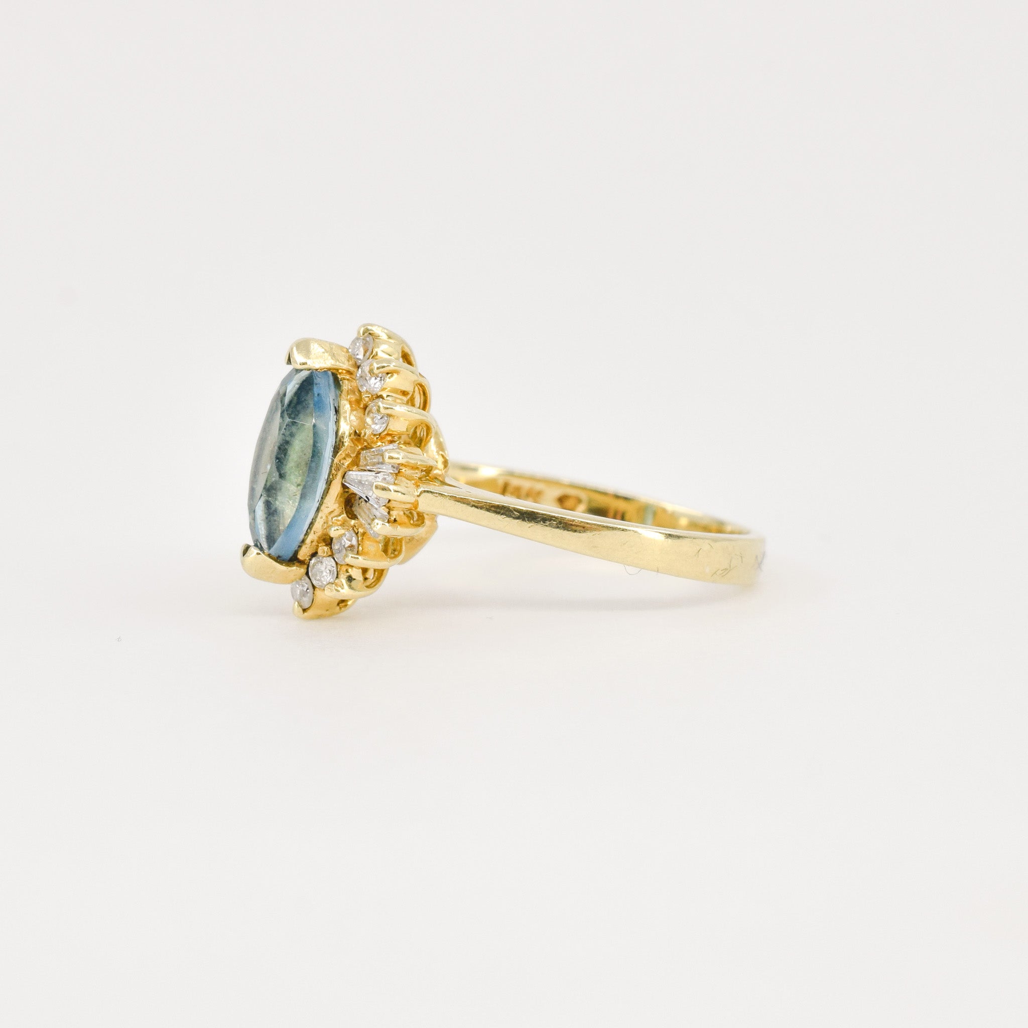 vintage blue topaz and diamond ring, folklor, vintage blue topaz engagement ring