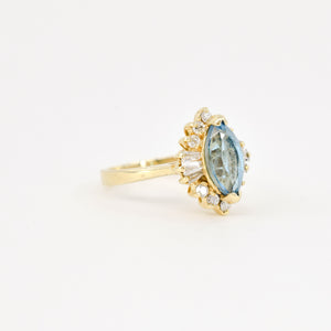 vintage blue topaz and diamond ring, folklor, vintage blue topaz engagement ring