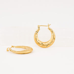 vintage gold floral hoop earrings, folklor vintage jewelry canada 