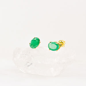 vintage emerald stud earrings, folklor vintage jewelry store canada