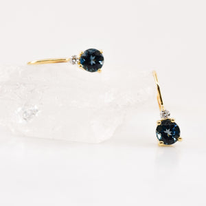 vintage blue topaz drop earrings, folklor 