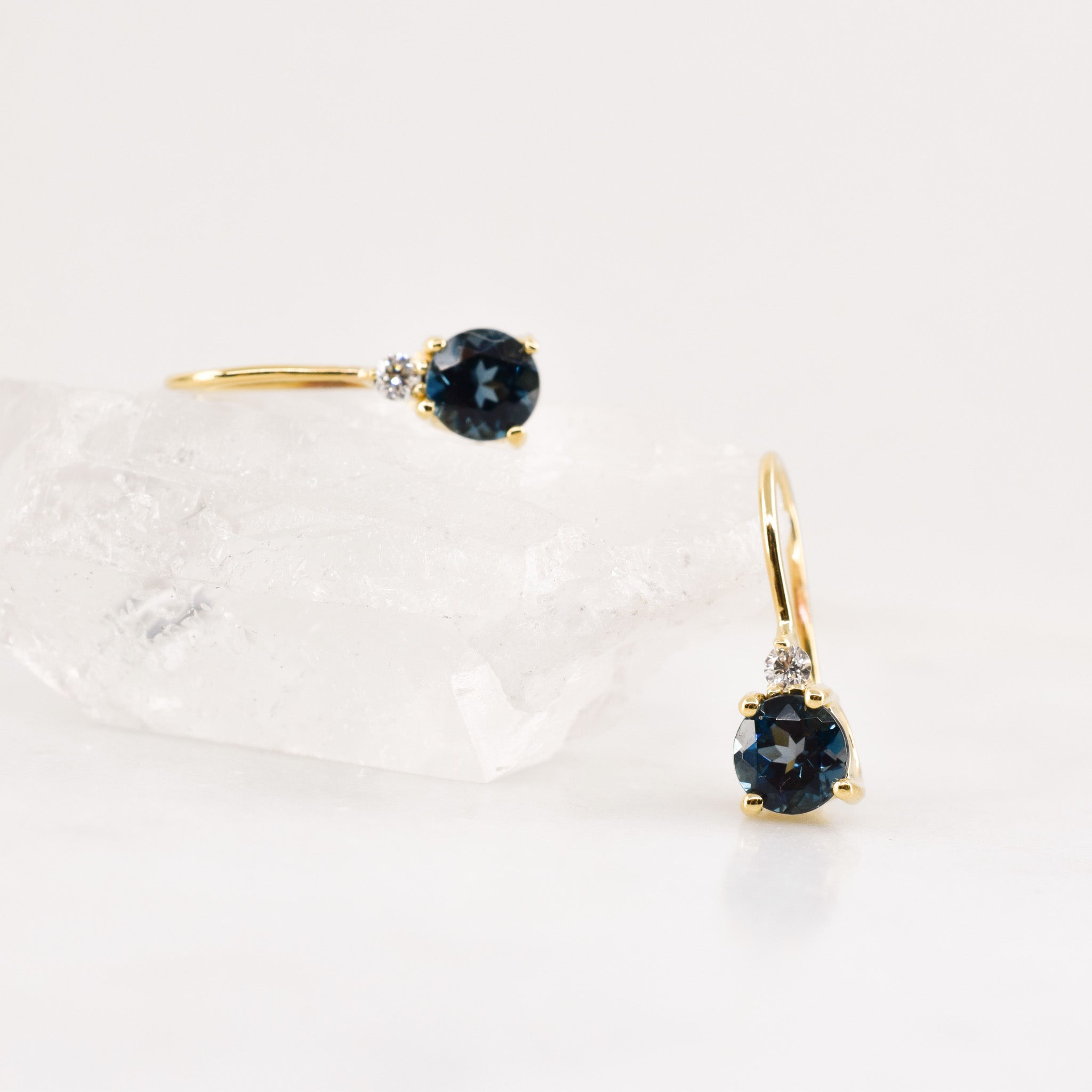vintage blue topaz drop earrings, folklor 