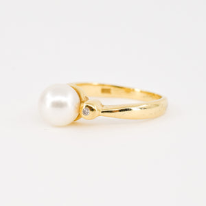 vintage gold pearl and diamond ring, folkor