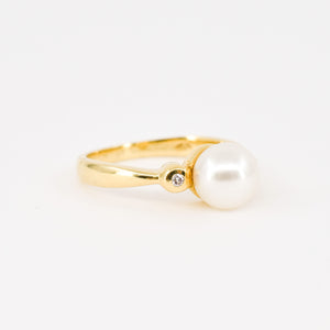 vintage gold pearl and diamond ring, folkor