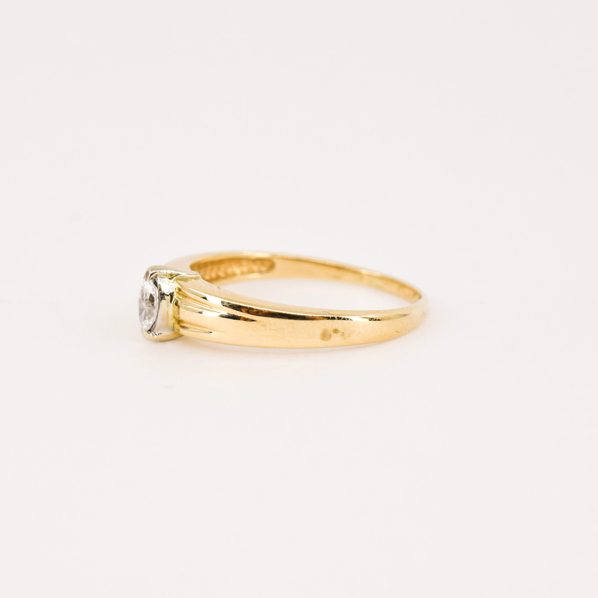 vintage gold and diamond dainty marquise stacking ring, folklor