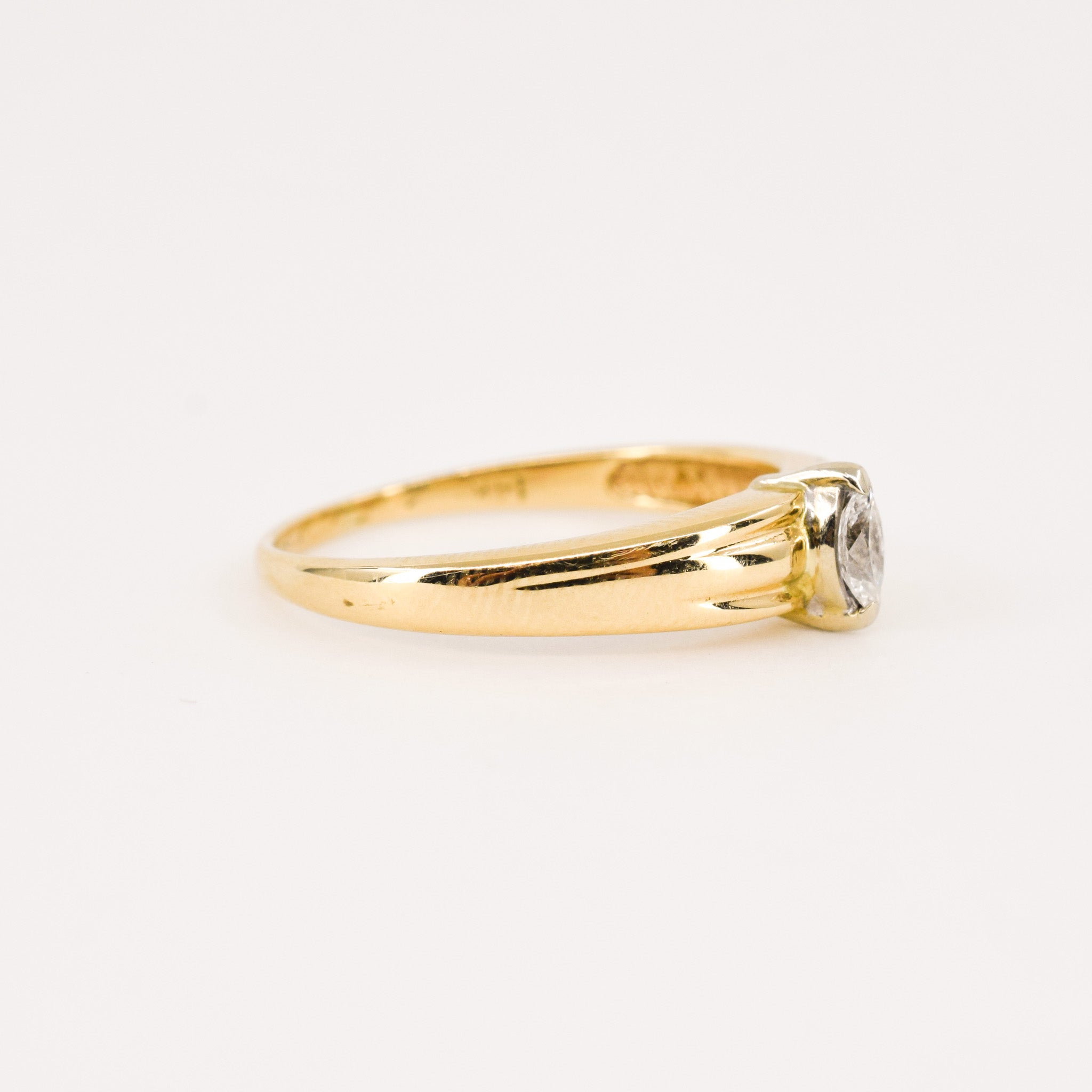 vintage gold and diamond dainty marquise stacking ring, folklor