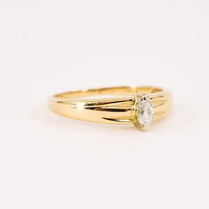 vintage gold and diamond dainty marquise stacking ring, folklor