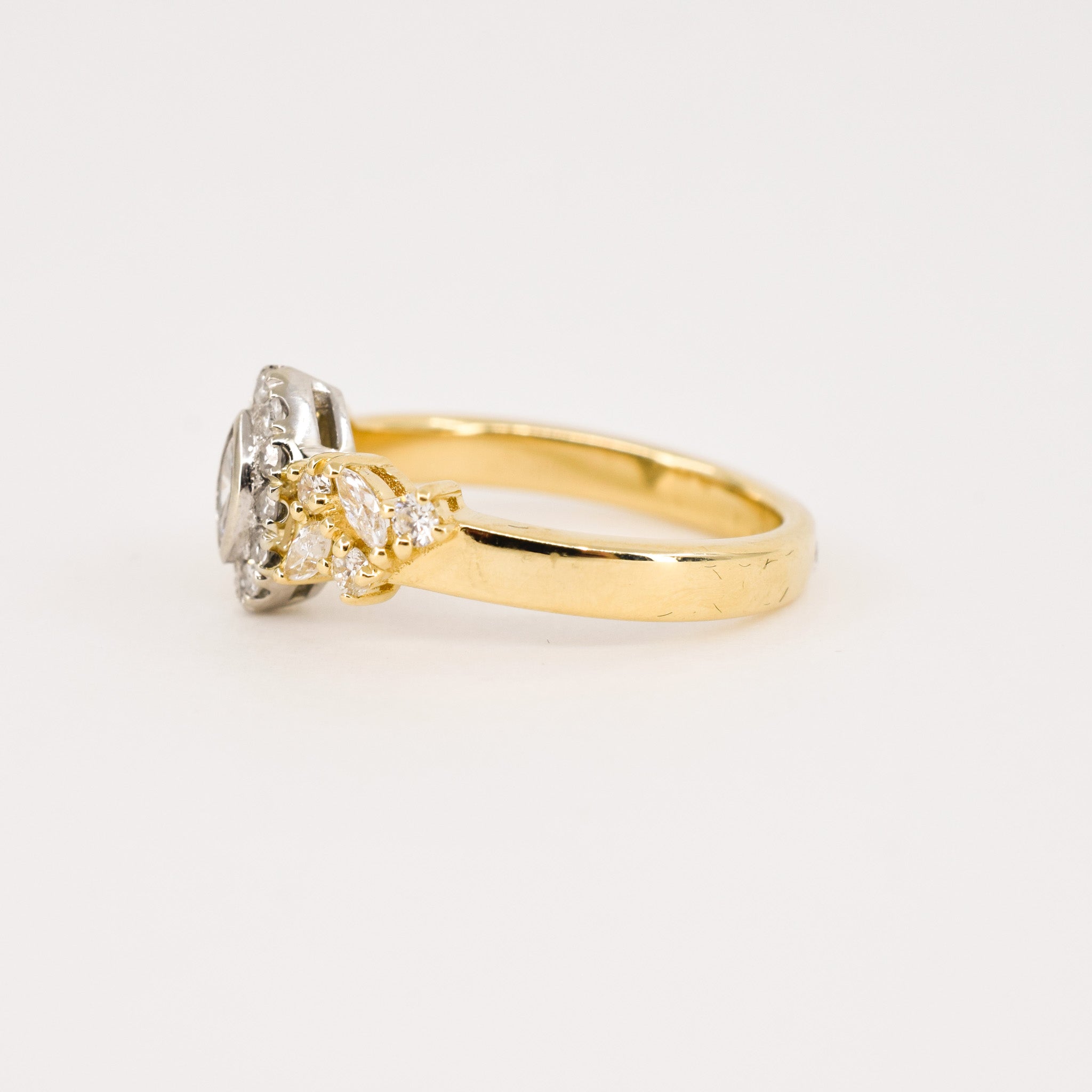 vintage gold marquise diamond engagement ring, folklor vintage and antique jewelry store canada 