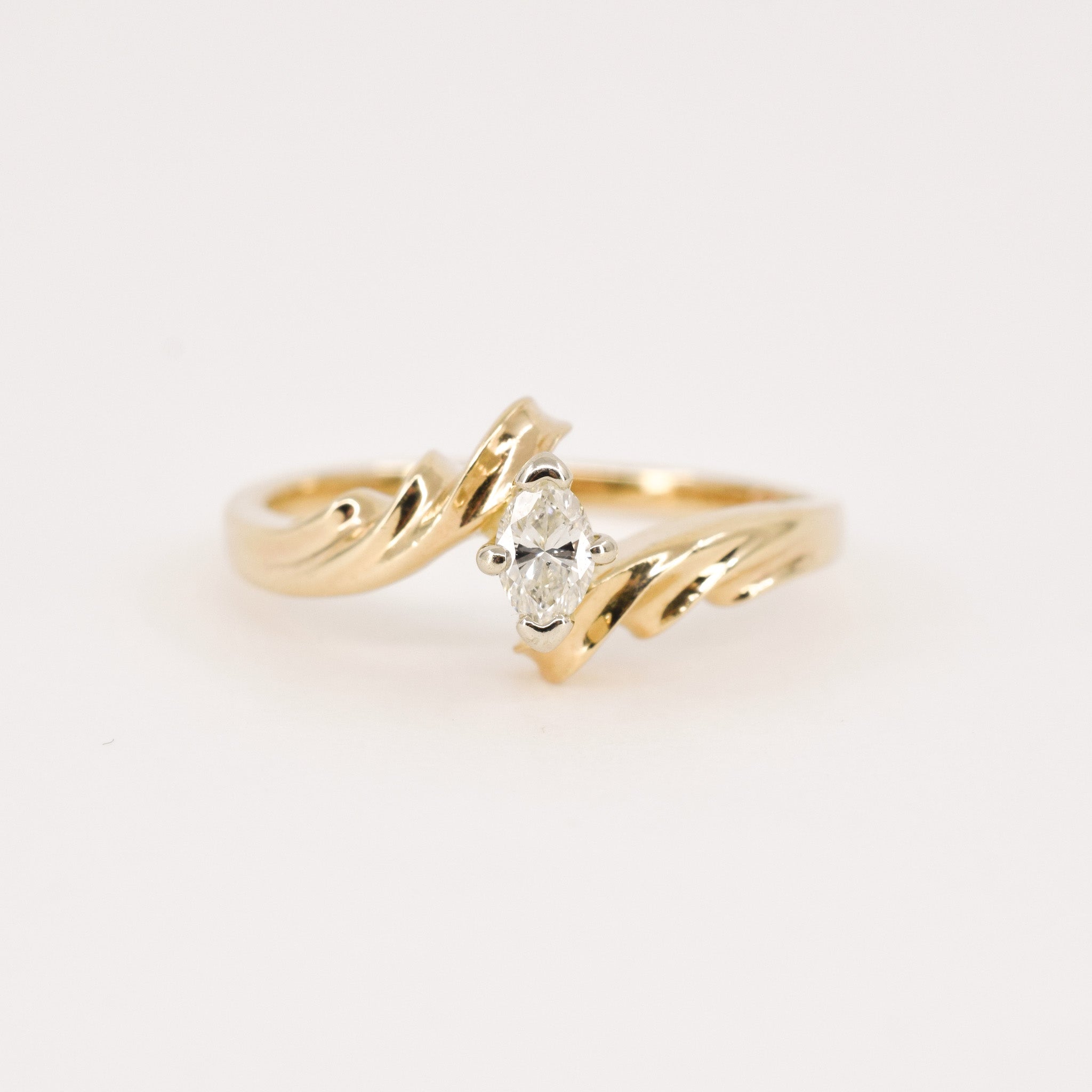 vintage gold and diamond marquise engagement ring, folklor vintage jewelry store canada