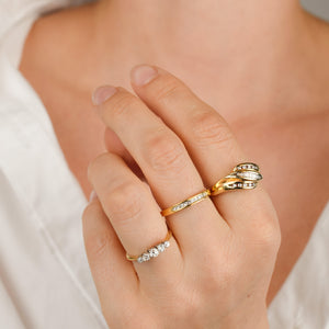 vintage gold princess cut ring, folklor vintage jewelry canada