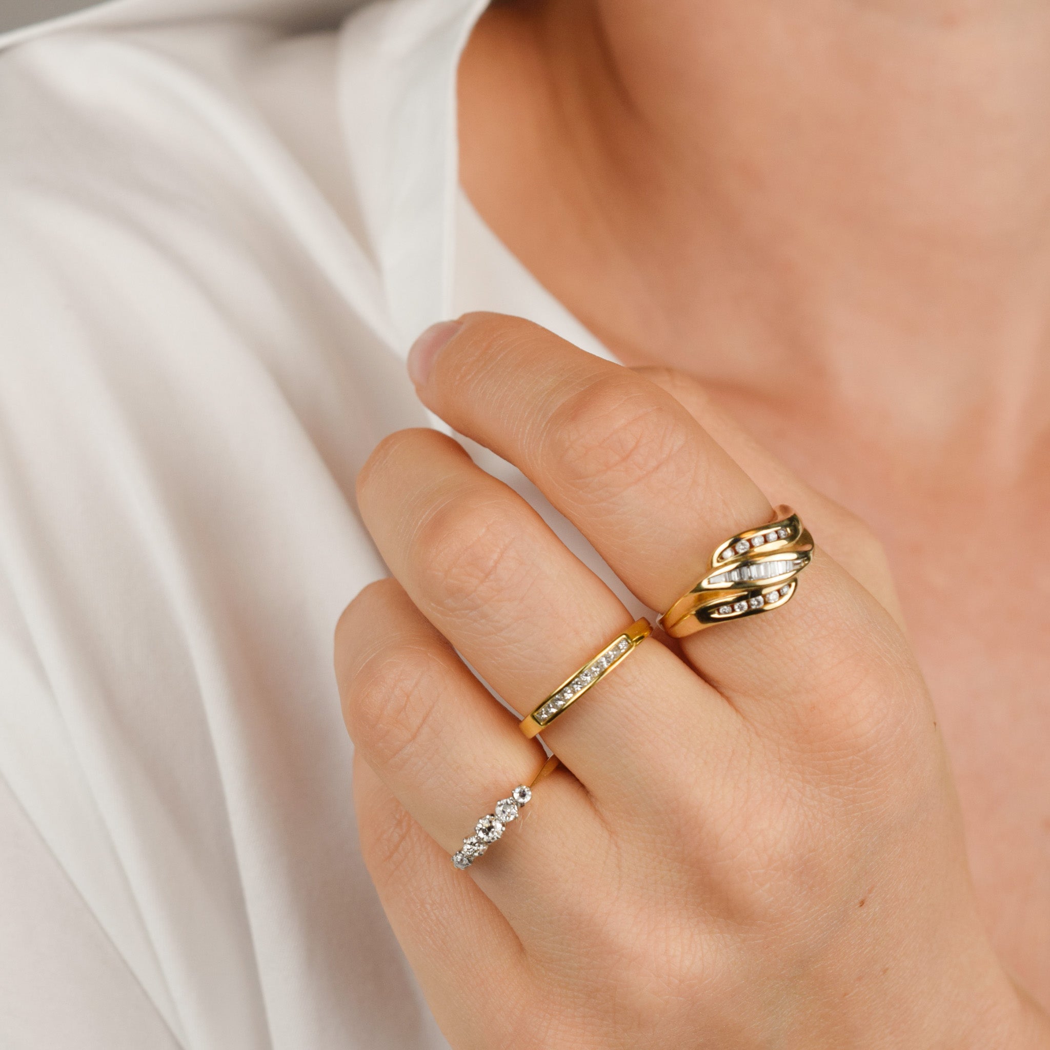 vintage gold princess cut ring, folklor vintage jewelry canada