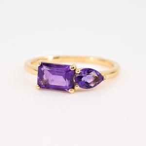 vintage gold amethyst moi et toi ring, amethyst ring, folklor vintage jewelry canada