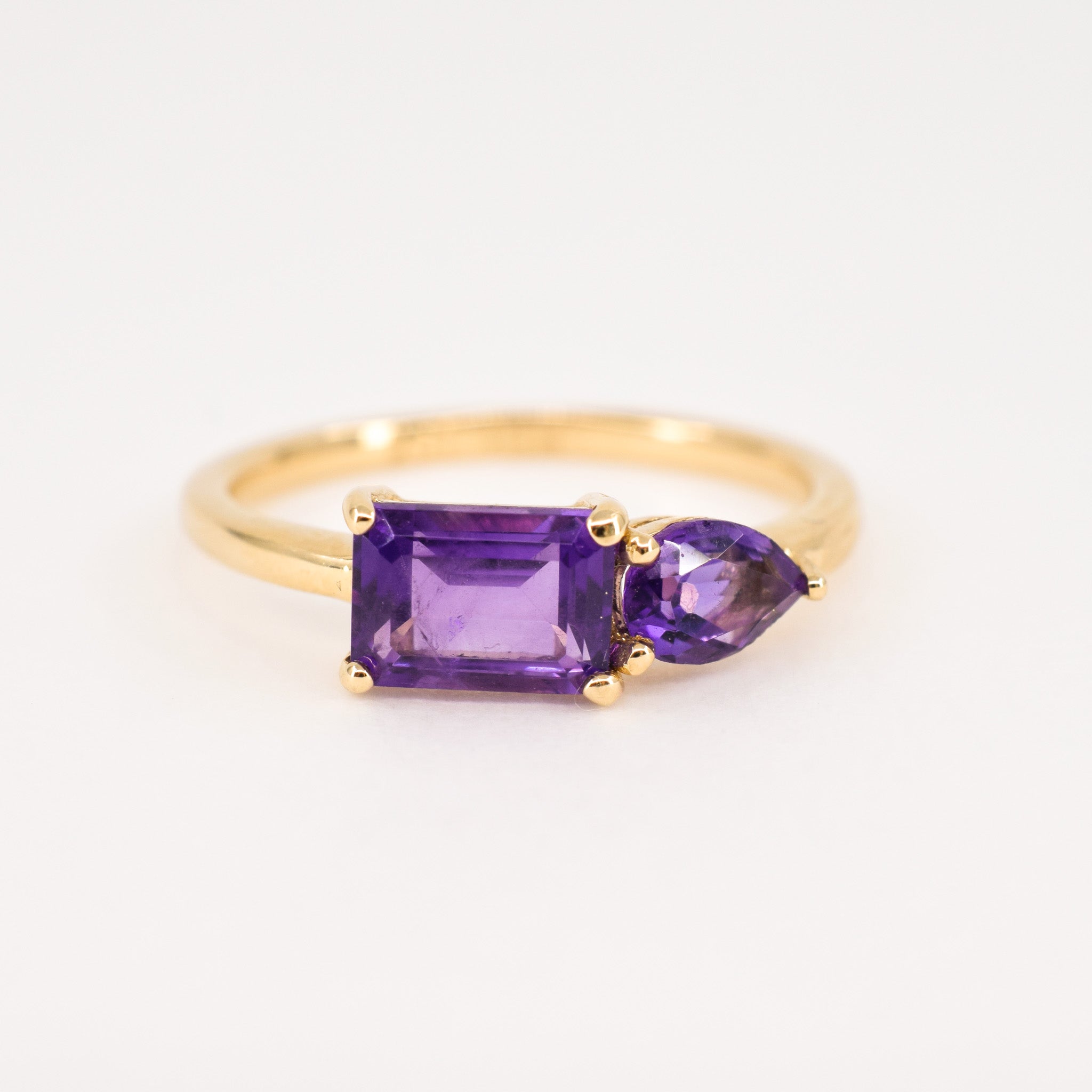 vintage gold amethyst moi et toi ring, amethyst ring, folklor vintage jewelry canada