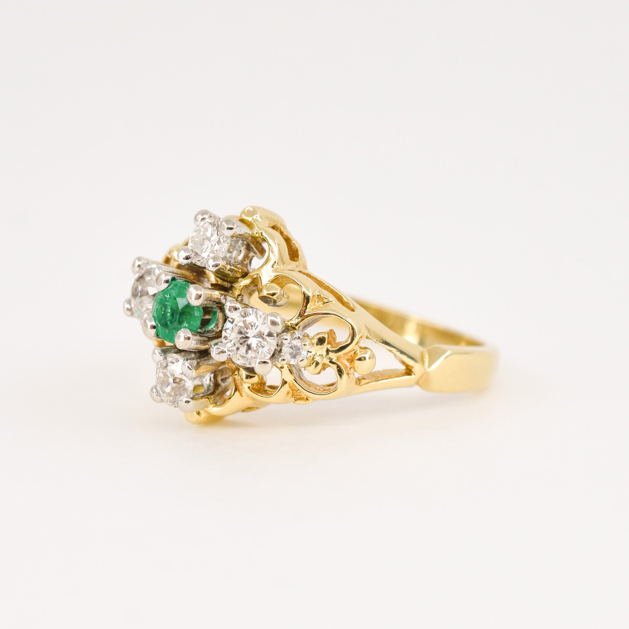 vintage birks emerald and diamond engagement ring, folklor vintage jewelry canada