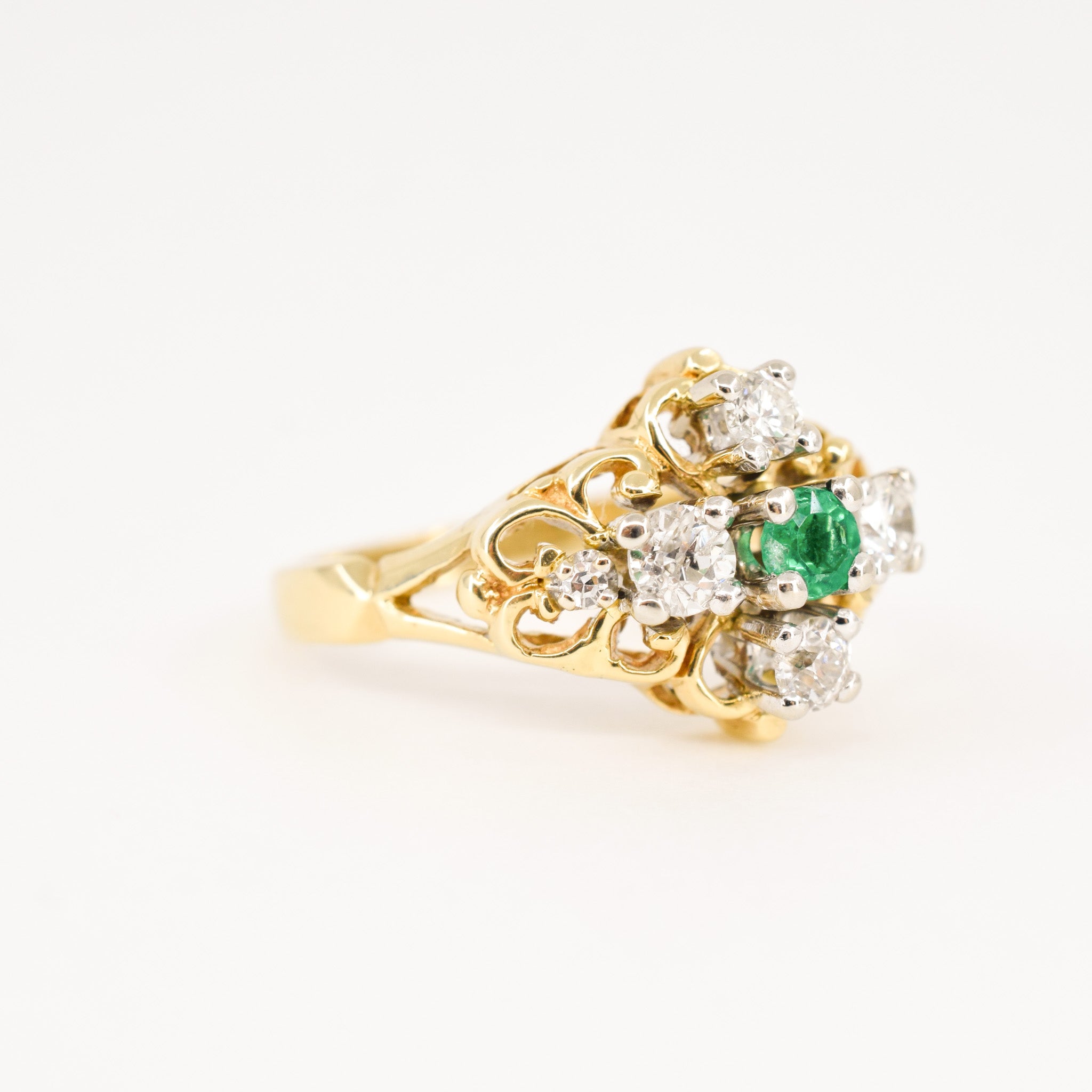 vintage birks emerald and diamond engagement ring, folklor vintage jewelry canada