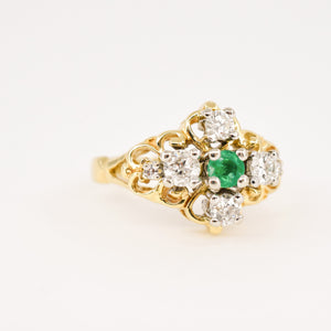 vintage birks emerald and diamond engagement ring, folklor vintage jewelry canada