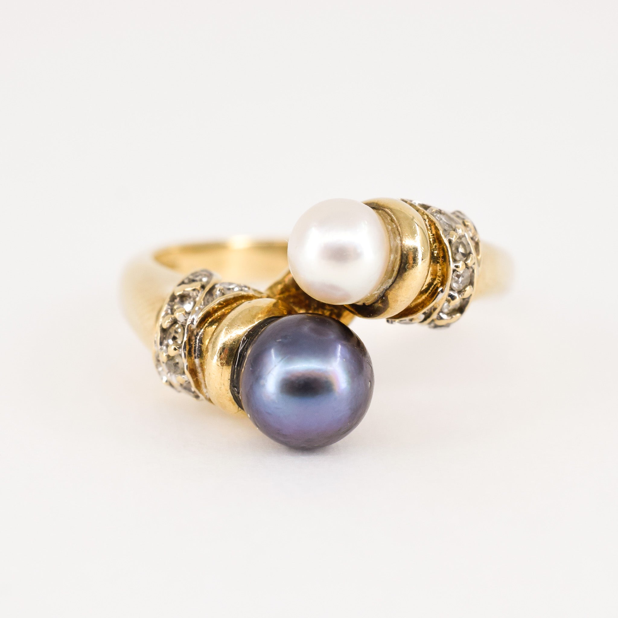 vintage tahitian pearl bypass ring, folkor vintage jewelry canada 