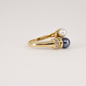 vintage tahitian pearl bypass ring, folkor vintage jewelry canada 