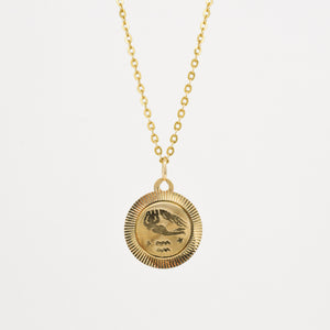 vintage gold aquarius pendant folklor, vintage jewelry canada folklor  