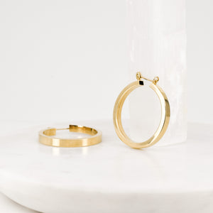 vintage gold sleek hoop earrings, folklor vintage jewelry canada 