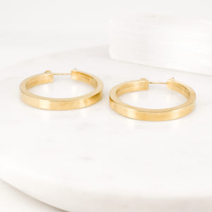 vintage gold sleek hoop earrings, folklor vintage jewelry canada 