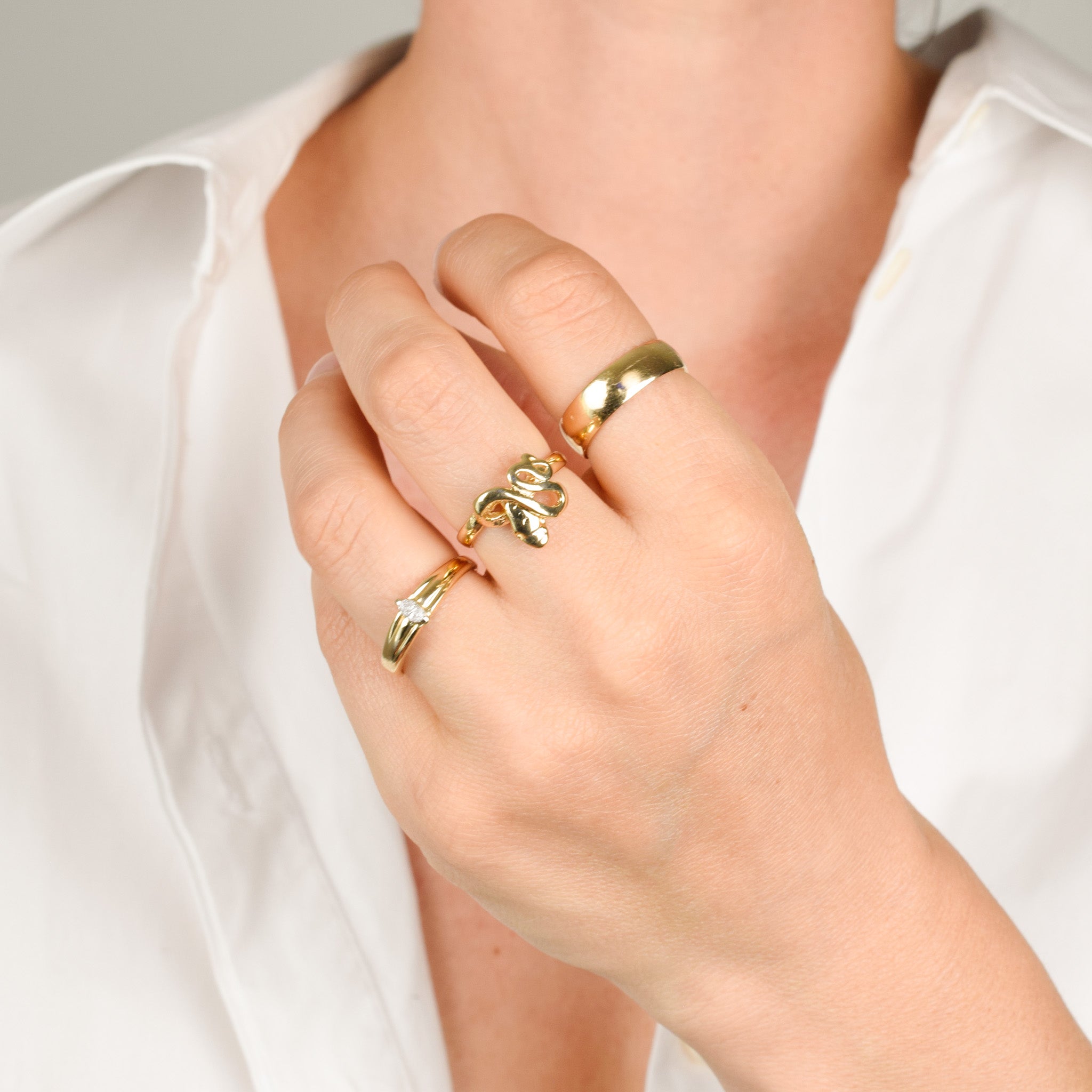 vintage gold snake ring, folklor vintage jewelry canada