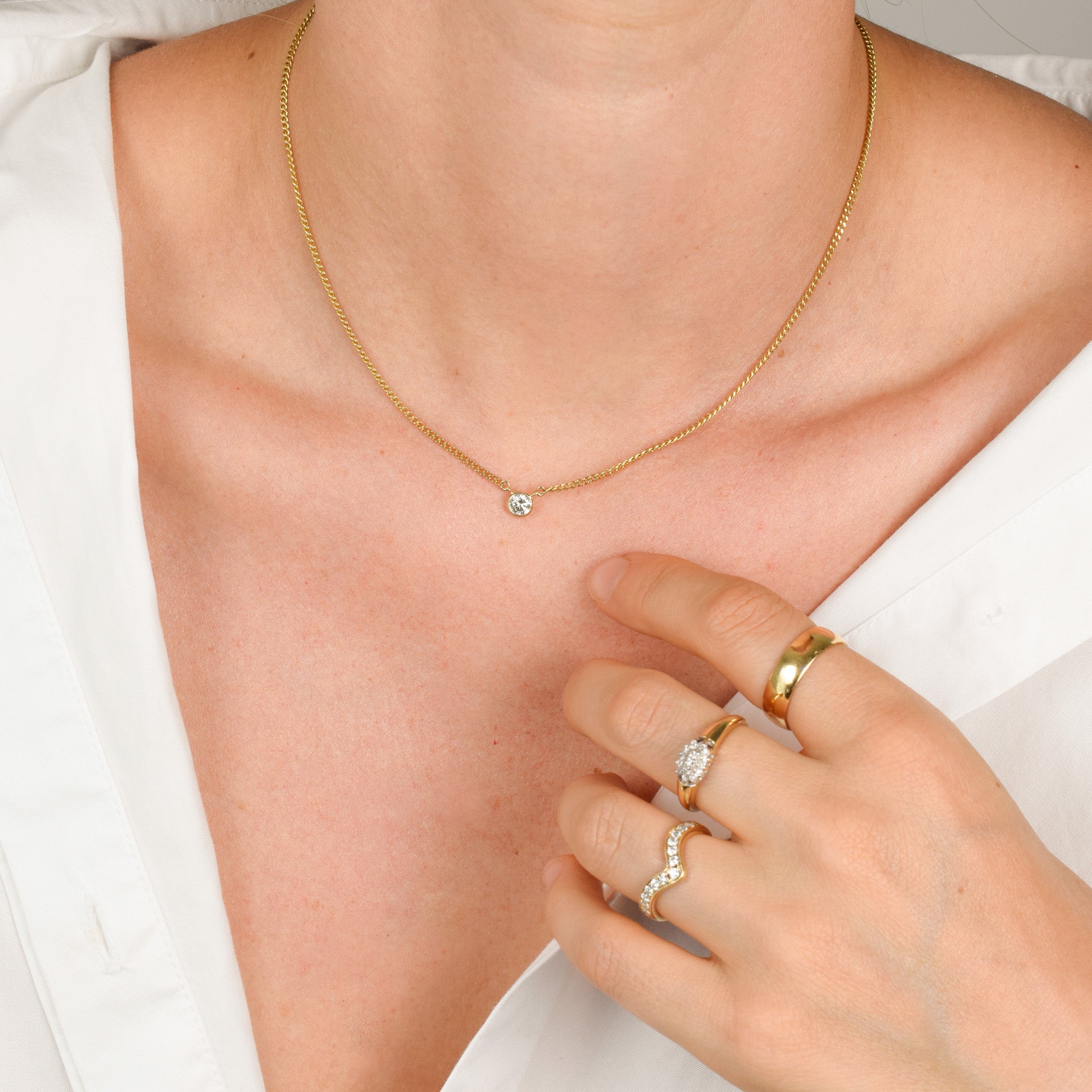 vintage gold solitaire diamond necklace, folklor vintage jewelry canada