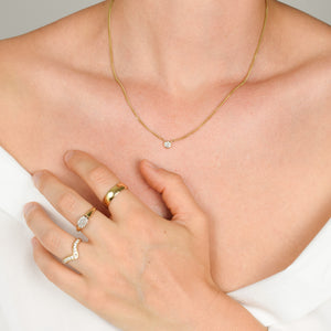 vintage gold solitaire diamond necklace, folklor vintage jewelry canada