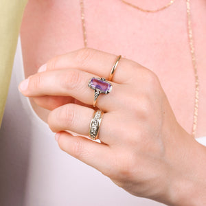 vintage two toned amethyst ring, folklor vintage jewelry canada 