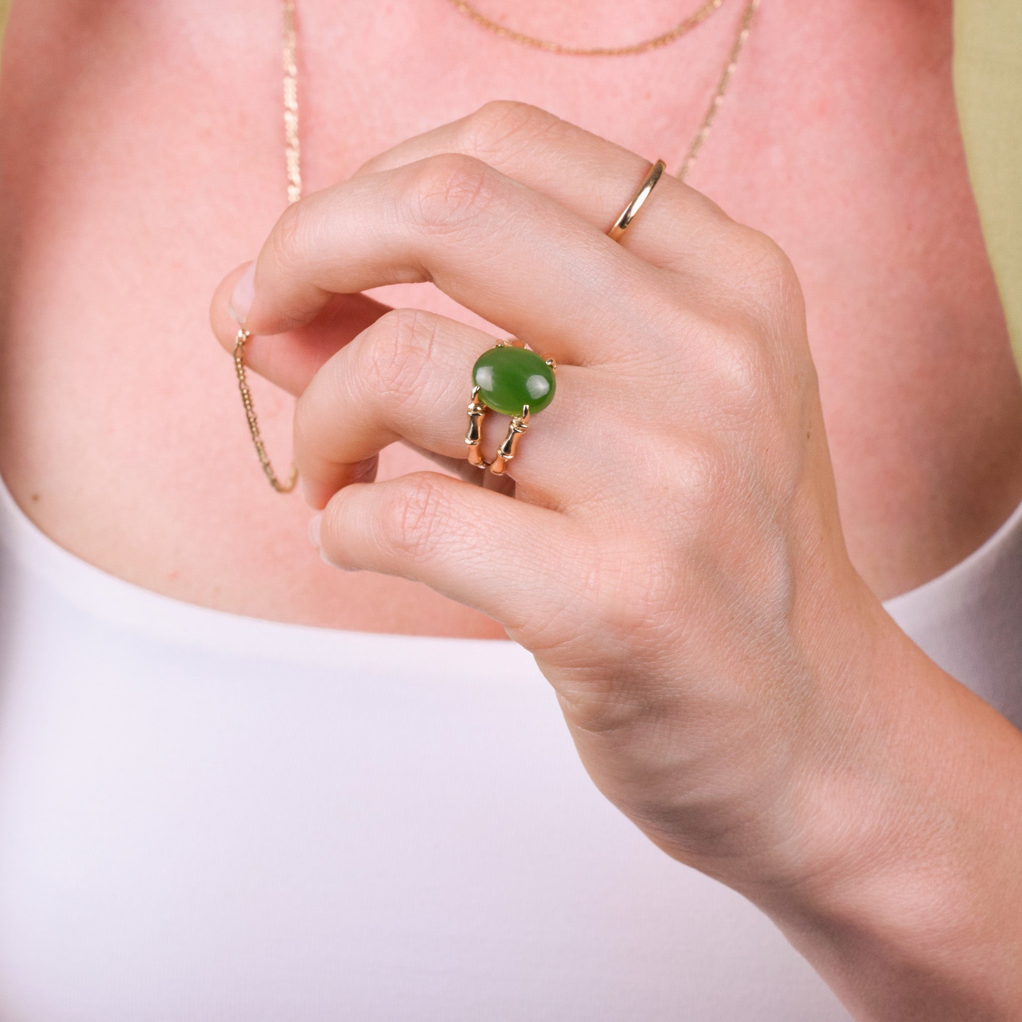 Bamboo Jade Ring (14k)