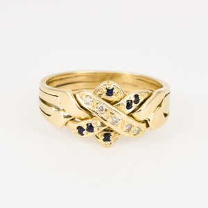 antique sapphire and diamond puzzle ring, folklor vintage jewelry canada