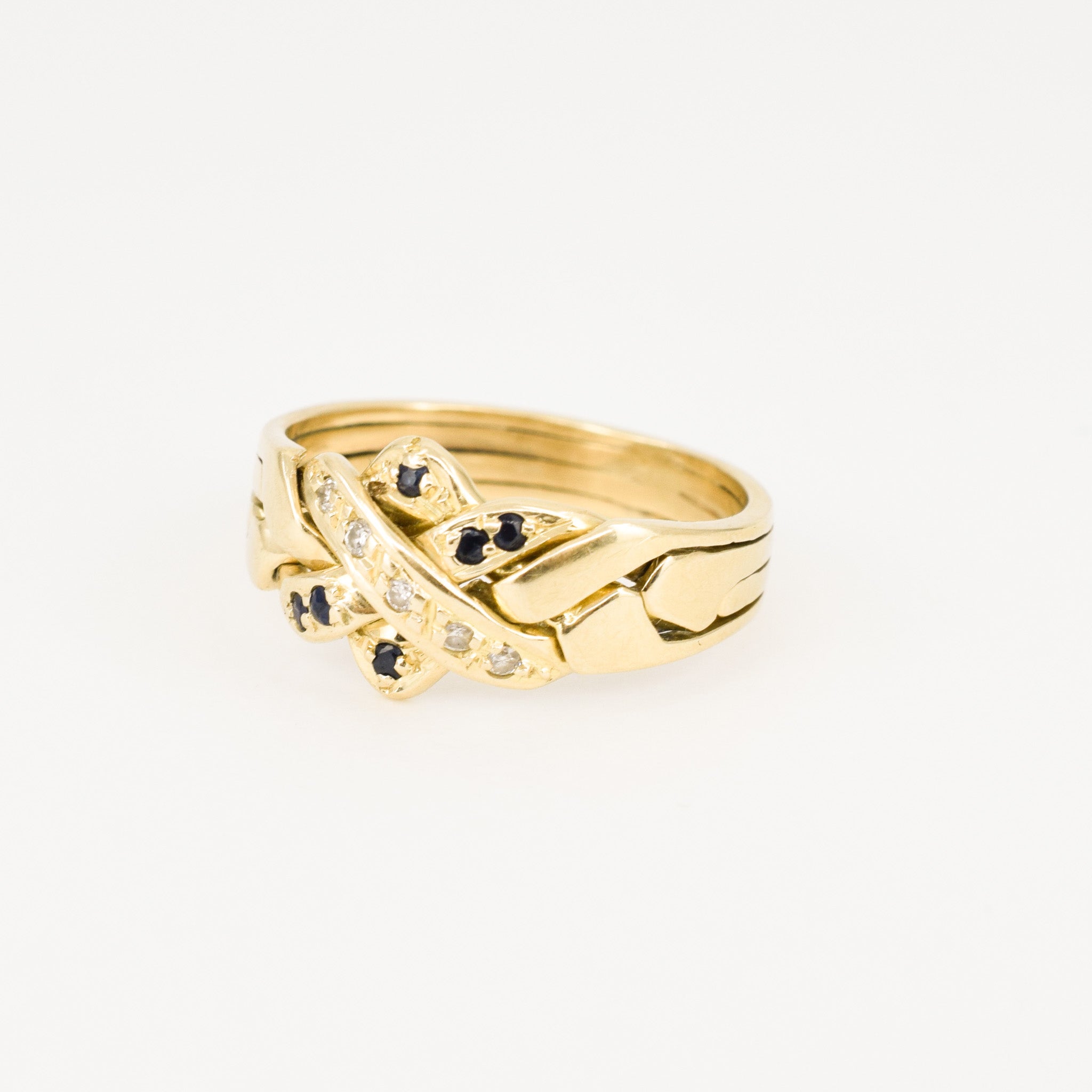 antique sapphire and diamond puzzle ring, folklor vintage jewelry canada