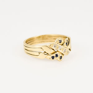 antique sapphire and diamond puzzle ring, folklor vintage jewelry canada