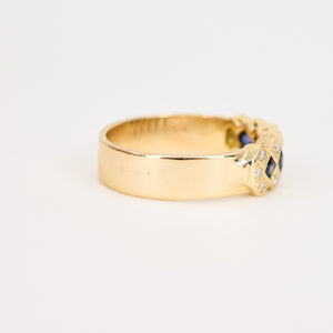 vintage sapphire and diamond gold band, folklor vintage jewelry canada