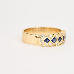 vintage sapphire and diamond gold band, folklor vintage jewelry canada