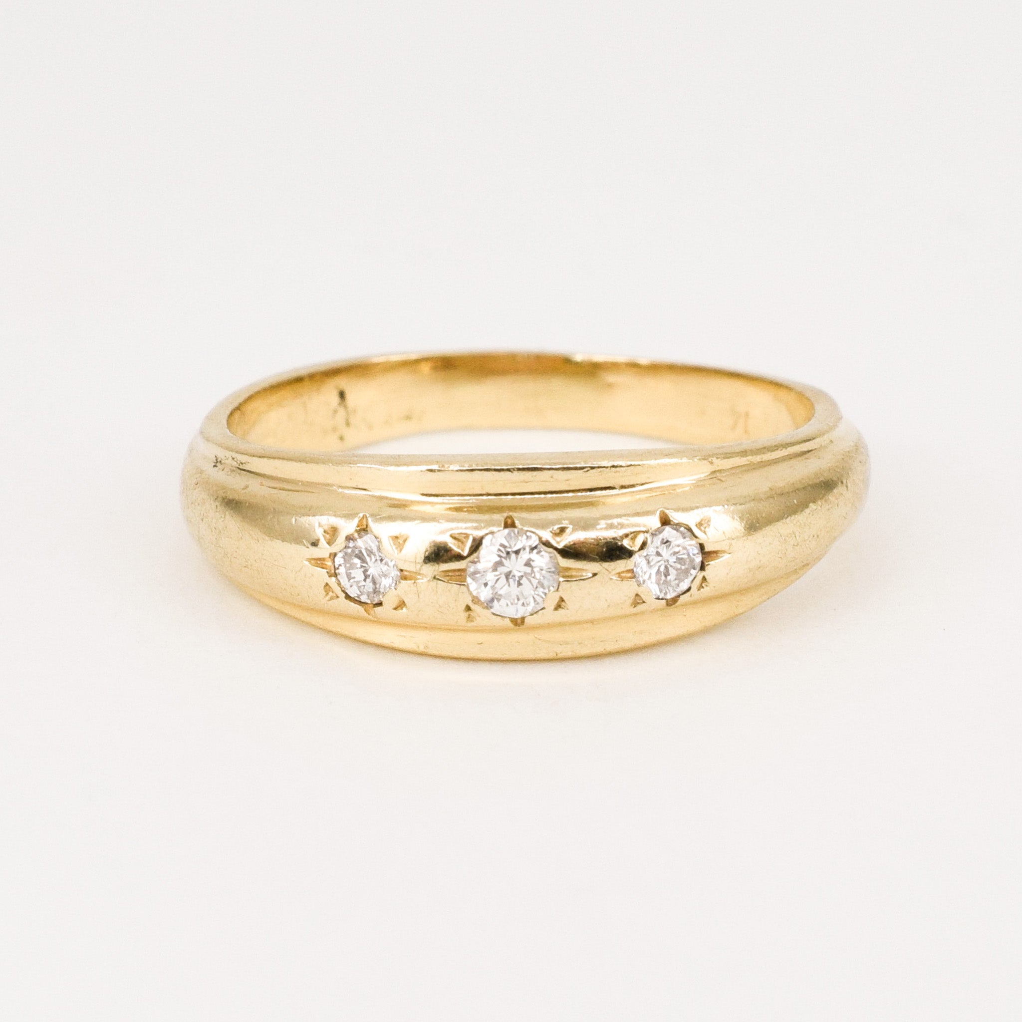 vintage starburst diamond trilogy ring, folklor vintage jewelry canada