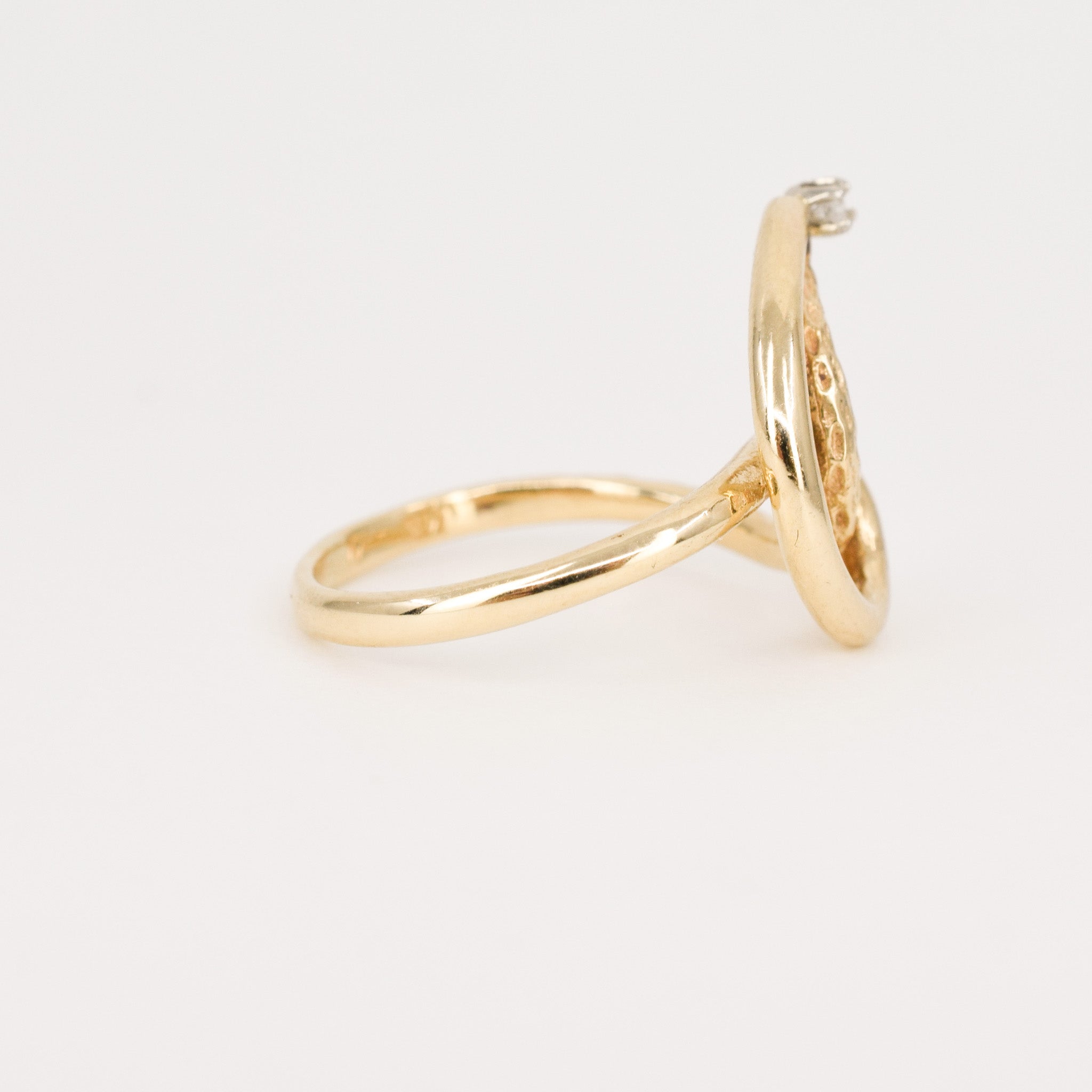 14k vintage crescent moon ring, folklor vintage jewelry canada