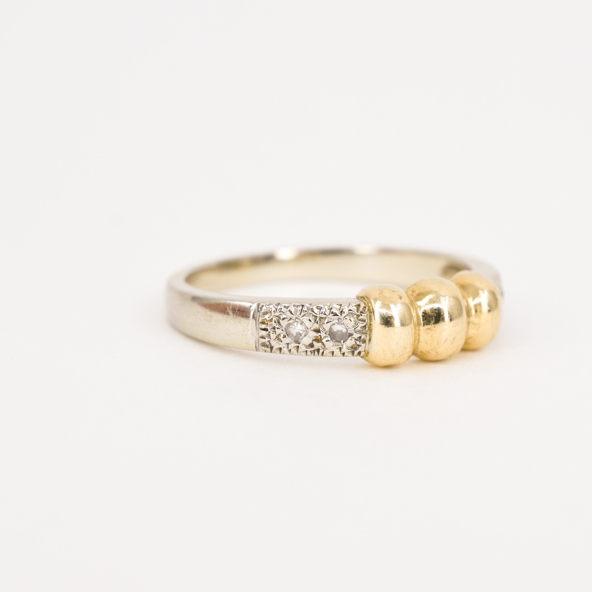 vintage two toned diamond stacking ring, folklor vintage jewelry canada