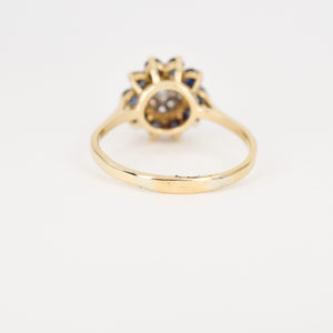 vintage sapphire and diamond cluster ring, folklor vintage jewelry canada