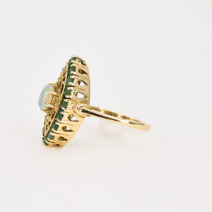 vintage opal and emerald navette ring, folklor vintage jewelry canada