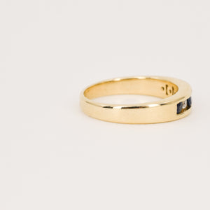 vintage sapphire and diamond channel set wedding band, folklor vintage jewelry canada
