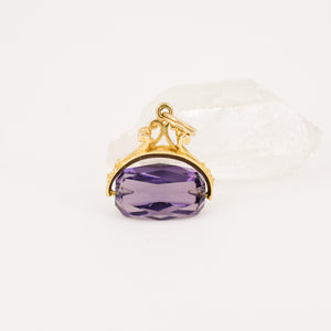 antique amethyst watch fob spinner, folklor vintage jewelry canada