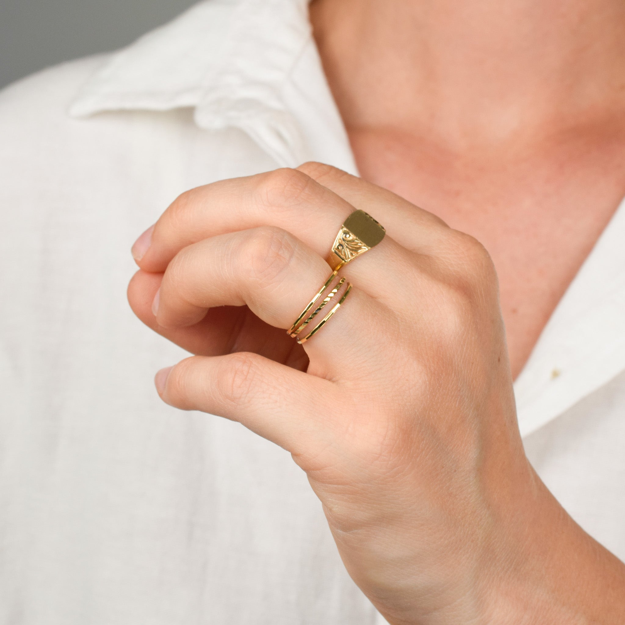 vintage gold stacking ring, folklor vintage jewelry canada