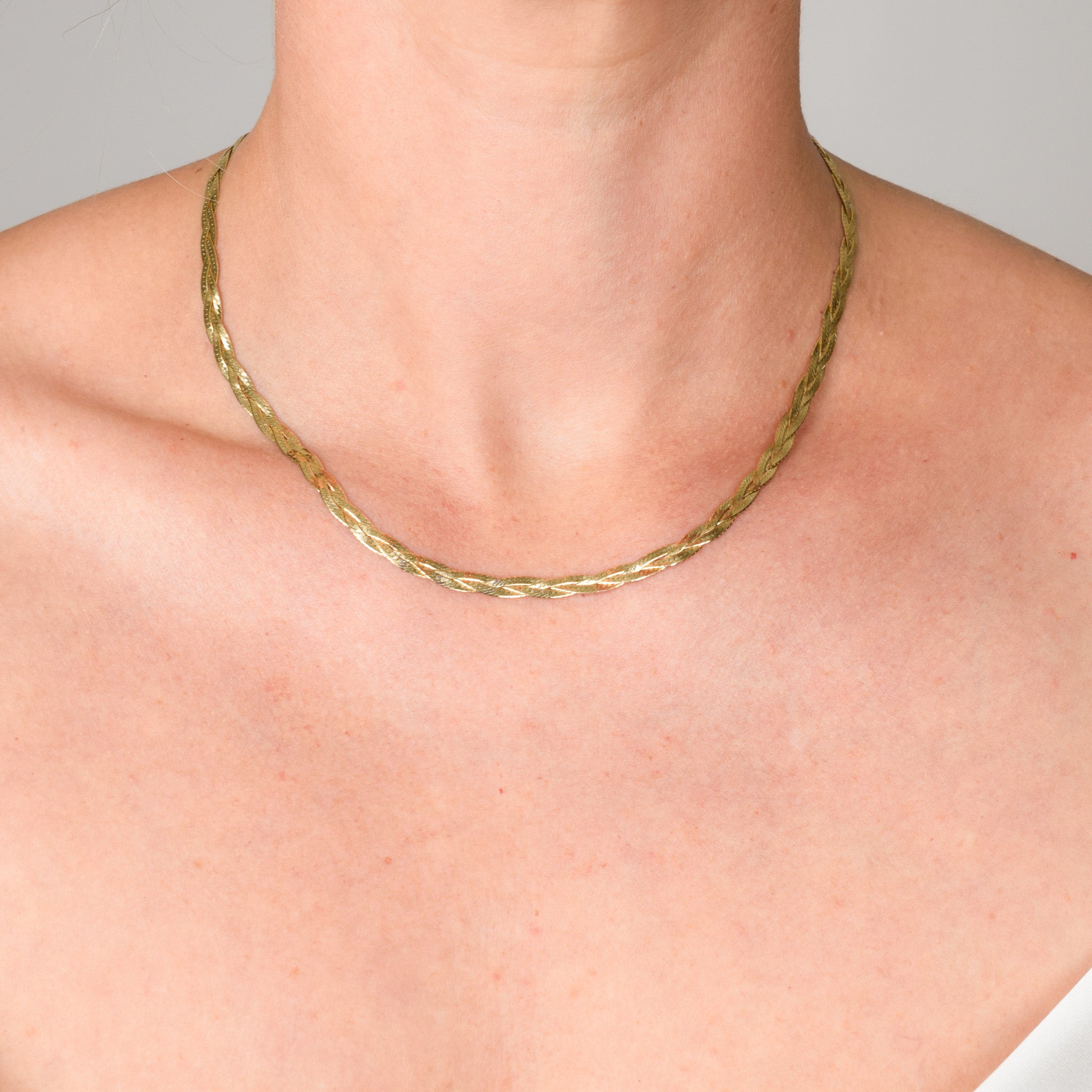 vintage braided herringbone chain necklace, foklor vintage jewelry canada