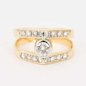 vintage unique bezel set engagement ring, folklor vintage jewelry canada