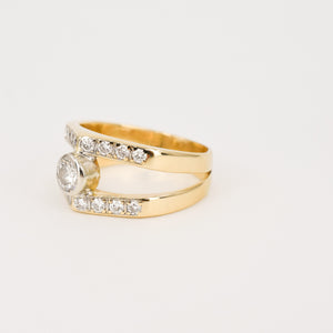 Double band bezel set diamond engagement ring, folklor vintage jewelry canada