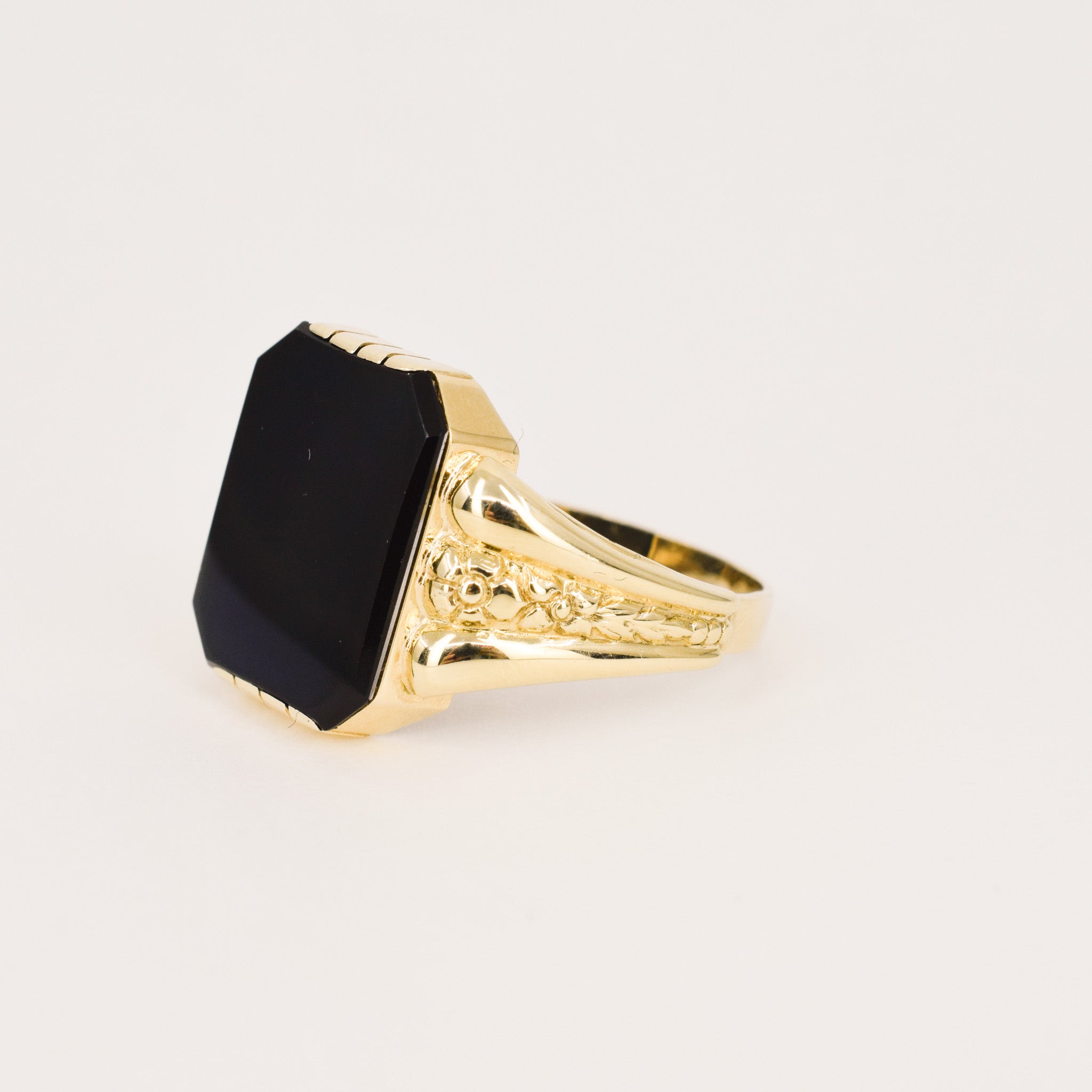 vintage gold onyx orange blossom ring, folklor vintage jewelry canada